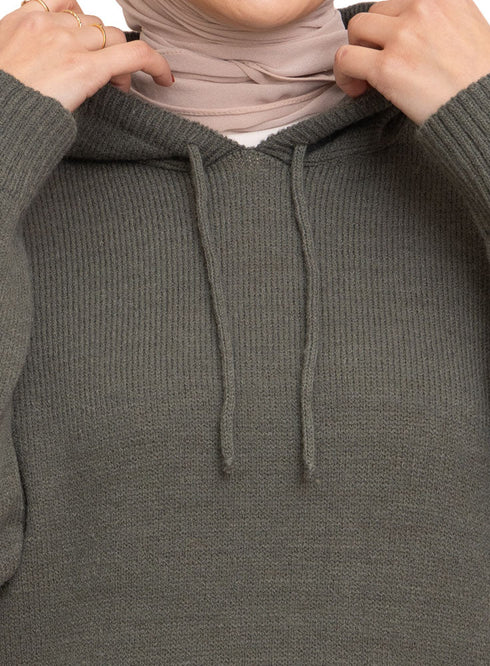 Olive Hoodie Pullover - Khotwh